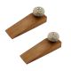 2 Pieces Light Yellow Floral Crackle Wooden Door Stopper